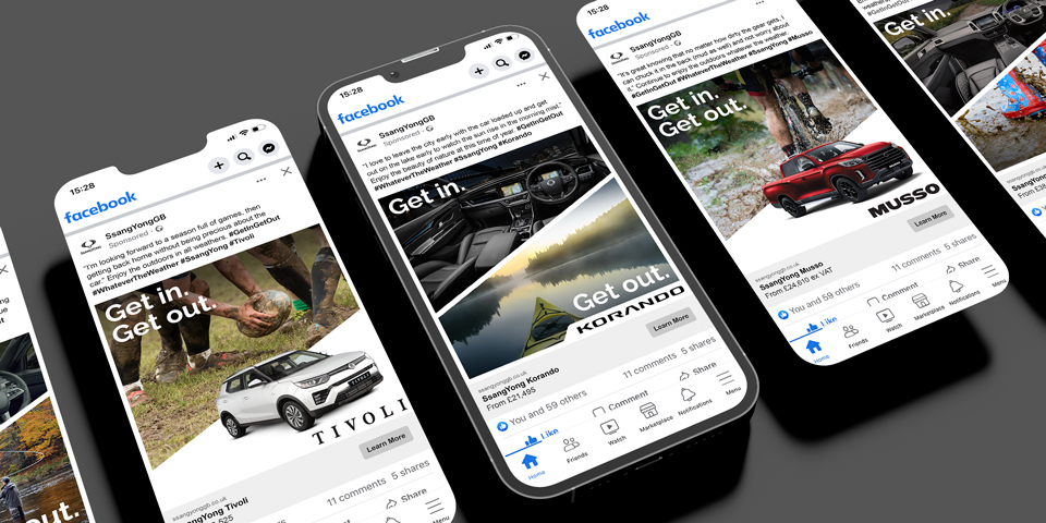 SsangYong paid social media campaign optimisation mockup