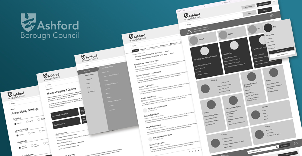 Desktop mockups for Ashford Borough Council website