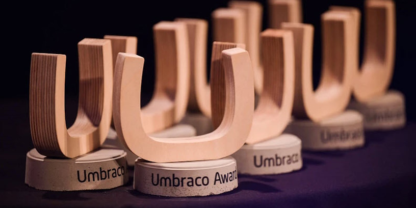 Umbraco Awards trophy photo, 2024 via Umbraco.com